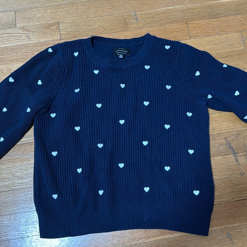 Lucky brand size medium heart knitted long sleeve shirt